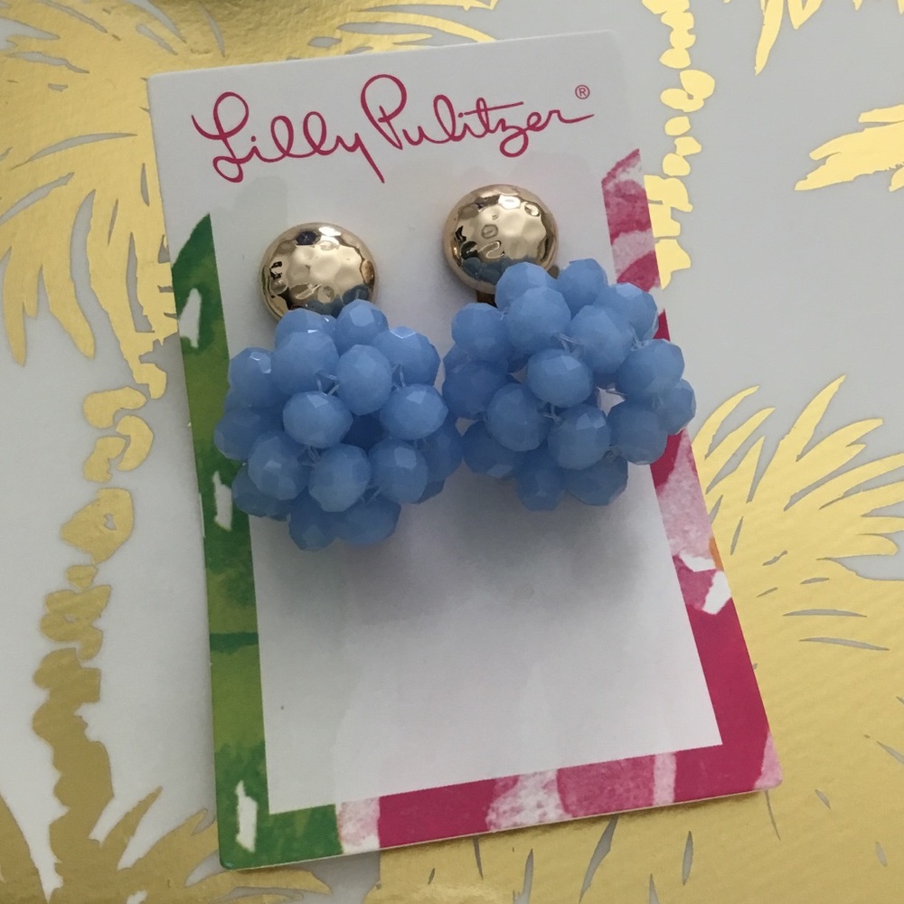 ✨NWT Lilly Pulitzer Blue Bead CLIP ON Earrings